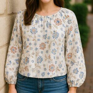a.n.a Petite Floral Long Sleeve Blouse